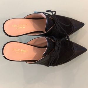 COLE Haan black suede and leather mule size 6